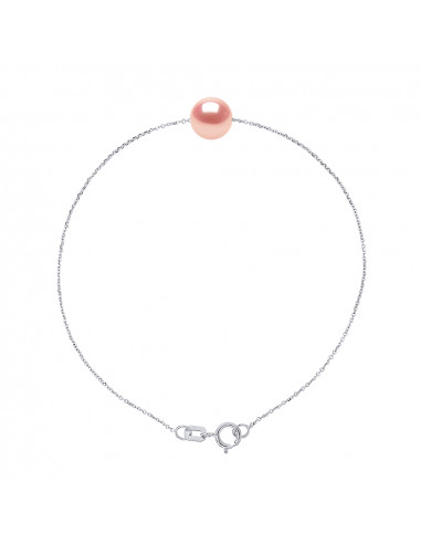 Bracelet Chaîne Perle de Culture Ronde 7 mm en Argent 925 - 6 Coloris - ROMY