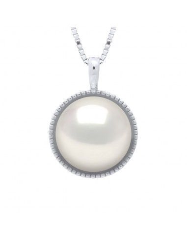 Collier Perle de Culture Bouton 9 mm en Argent 925 - NATALY