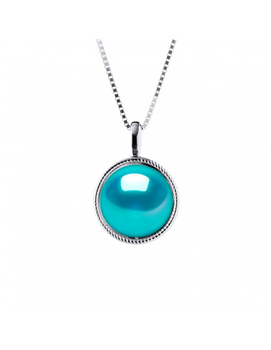 Collier Perle de Culture Bouton 9 mm en Argent 925 - NATALY