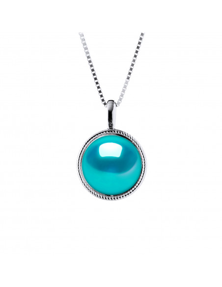 Collier Perle de Culture Bouton 9 mm en Argent 925 - NATALY