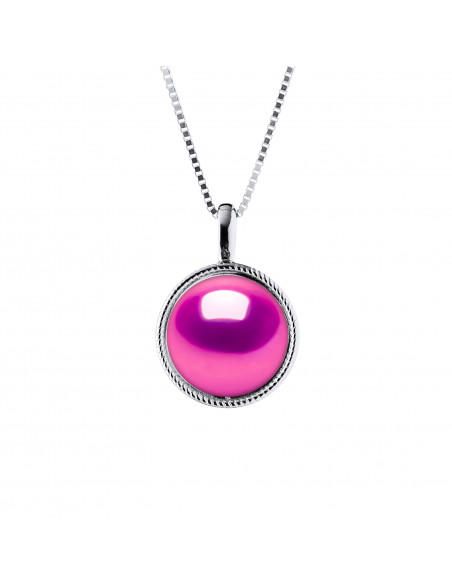 Collier Perle de Culture Bouton 9 mm en Argent 925 - NATALY