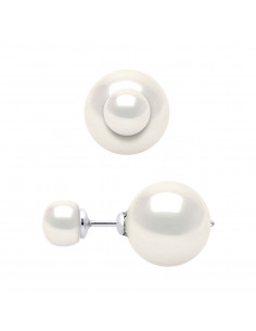 Boucles d'Oreilles Doubles Perles de Culture en Argent 925 - LANA