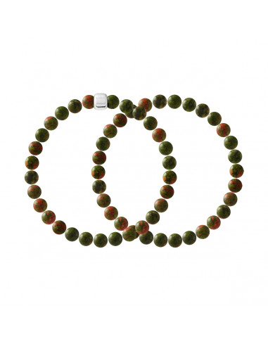 Bracelets Duo Unakite Naturelle en Argent 925 - WILLOW