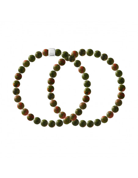 Bracelets Duo Unakite Naturelle en Argent 925 - WILLOW
