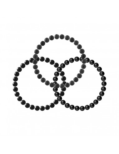 Set de 3 Bracelets de Gemmes Prodigieuses Agate Noire - Pierre de Lave - Onyx - ONA
