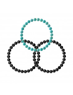Set de 3 Bracelets de Gemmes Prodigieuses Agate Noire Matte et Turquoise - ONA