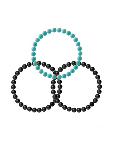 Set de 3 Bracelets de Gemmes Prodigieuses Agate Noire Matte et Turquoise - ONA