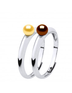 Anillo de dúo de cuentas de cultura 4 mm de plata 925 - LEA II