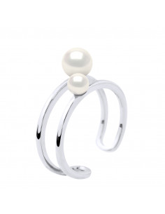 Bague Duo Perles de Culture en Argent 925 - JULIA