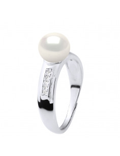 Bague Perle de Culture en Argent 925 et Oxydes de Zirconium - ELISE
