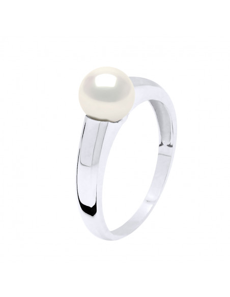 Bague Argent Massif et Véritable Perle Blanche