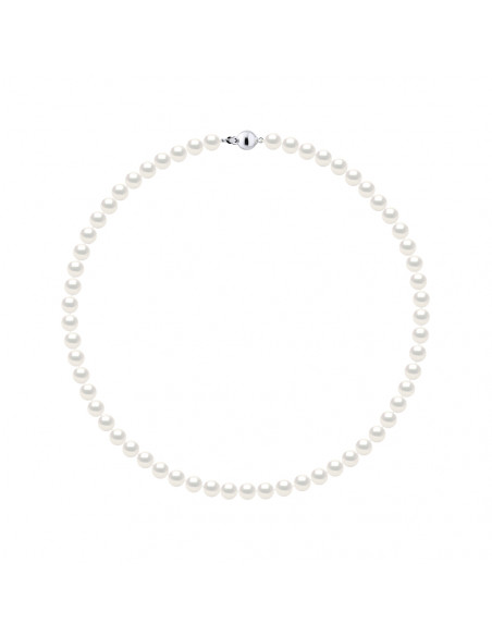 Collier Perles de Culture Rondes 6-7 mm - 4 Coloris Disponibles - Argent 925 - SALOME