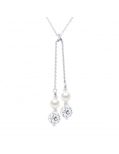 Collier Duo Perle de Culture et Cristal Préciosa - 2 Coloris - Argent 925 - GARANCE