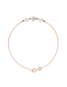 Bracelet Perle de Culture et Cristal - Argent 925 Plaqué Or Rose - MARANCE