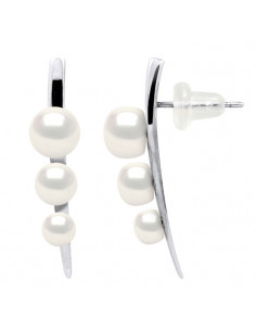 Boucles d'Oreilles Trio en Argent 925 et Perles de Culture - 3 Coloris Disponibles - MARION