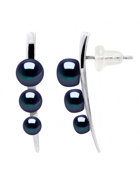 Boucles d'Oreilles Trio en Argent 925 et Perles de Culture - 3 Coloris Disponibles - MARION