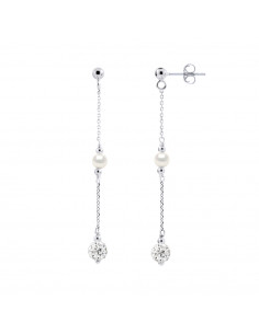 Boucles d'Oreilles Pendantes Perles de Culture - 3 Coloris Disponibles - Argent 925 et Cristal - CELESTE