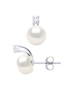 Boucles d'Oreilles Perles de Culture en Argent 925 et Oxydes de Zirconium - LYNA