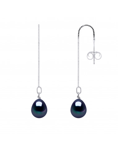 Boucles d'Oreilles Pendantes Perles de Culture Poires - 5 Coloris - Argent 925 - LILIA
