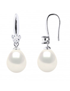 Boucles d'Oreilles Perles de Culture en Argent 925 et Oxydes de Zirconium - 2 Coloris - LUNA