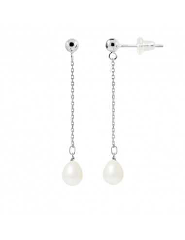 Boucles d'Oreilles Pendantes Perles de Culture Poires - 2 Coloris - Argent 925 - ARIANE