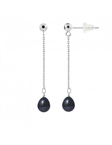 Boucles d'Oreilles Pendantes Perles de Culture Poires - 2 Coloris - Argent 925 - ARIANE