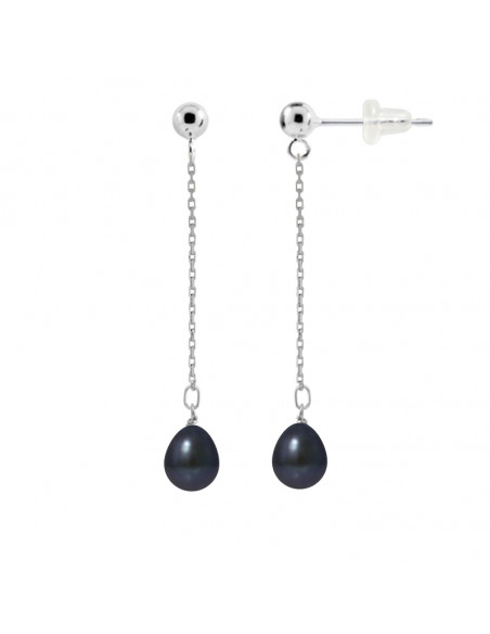Boucles d'Oreilles Pendantes Perles de Culture Poires - 2 Coloris - Argent 925 - ARIANE