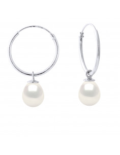 Boucles d'Oreilles Créoles Perles de Culture - 5 Coloris - Argent 925 - MIRANDA