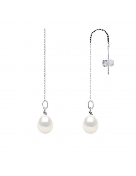 Boucles d'Oreilles Pendantes Perles de Culture - 2 Coloris - Argent 925 - DIANA