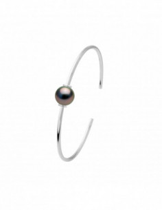 Bracelet Jonc en Argent 925 et Perle de Tahiti Ronde 10 mm - Argent 925 - MANÏAYA