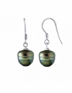 Pendientes pendientes de plata 925 con perlas de Tahití de 9 mm - Nakama