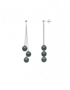 925 Pendientes pendientes de plata con 6 cuentas de cultura de Tahití 12 mm Tahiti - Marango
