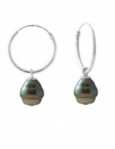 Créoles en Argent 925 avec Perles de Tahiti Cerclées 8 mm - NAKAM