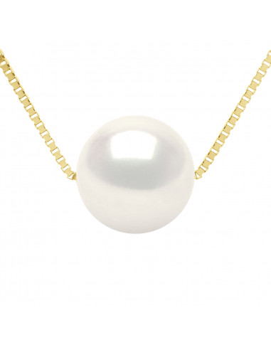 Collier Chaine en Or et Perle de Culture Ronde 8 mm - 3 Coloris - LILYA
