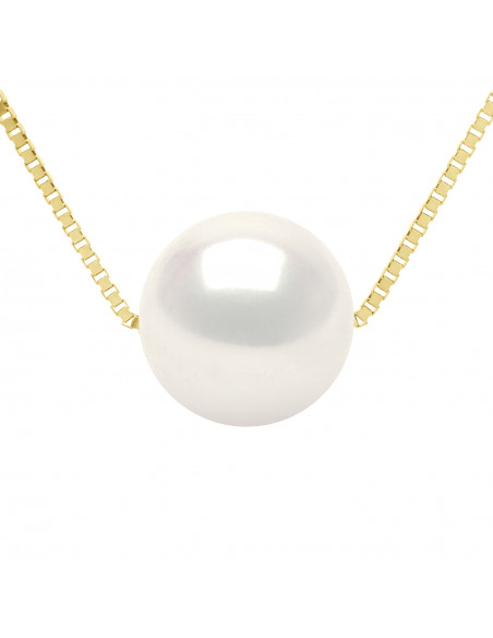 Collier Chaine en Or et Perle de Culture Ronde 8 mm - 3 Coloris - LILYA