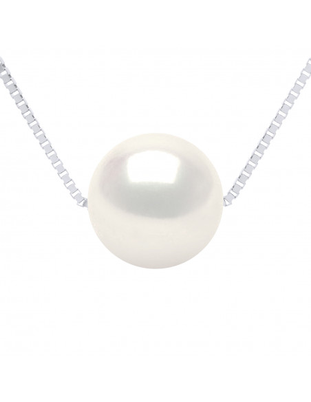 Collier Chaine en Or et Perle de Culture Ronde 8 mm - 3 Coloris - LILYA