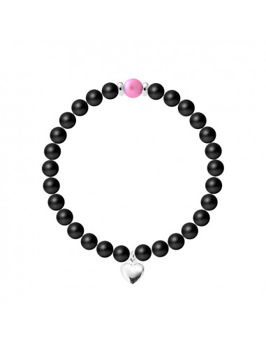Heart Blood Bracelet - Culture Pearl and Black Agate Matte - 925 Silver - Naïla