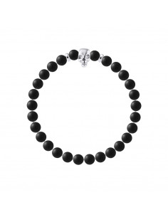 Bracelet Tête de Mort et Agate Noire Mate - Argent 925 - SKULLY