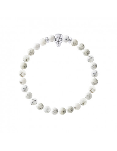Bracelet Tête de Mort et Howlite Blanche - Argent 925 - SKULLY
