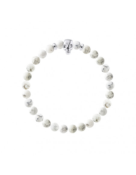 Bracelet Tête de Mort et Howlite Blanche - Argent 925 - SKULLY