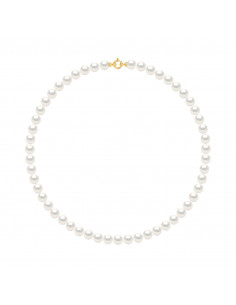 Collier Rang de Perles Semi Rondes 8 mm - 2 Coloris - Fermoir Prestige en Or - NATALY