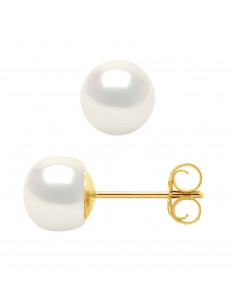 Boucles d'Oreilles en Or et Perles de Culture 6 mm - 3 Coloris - NAYLA