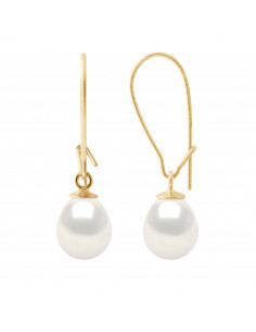 Boucles d'Oreilles Pendantes en Or et Perles de Culture 8 mm - 2 Coloris - GABRIELLA