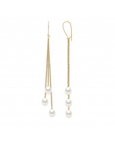 Boucles d'Oreilles Pendantes en Or et Perles de Culture Poires 6 mm - 2 Coloris - ISIS