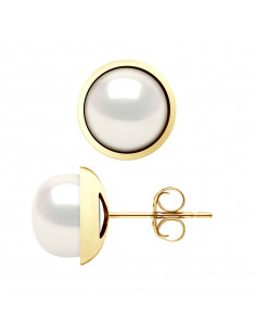 Boucles d'Oreilles en Or et Perles de Culture 10 mm - 2 Coloris - LINDSAY