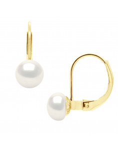 Pendientes de manga de oro y perlas de cultivo de 6 mm - 3 colores - Anouck