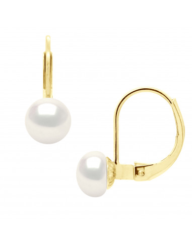 Pendientes de manga de oro y perlas de cultivo de 6 mm - 3 colores - Anouck