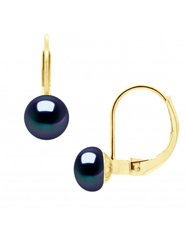 Pendientes de manga de oro y perlas de cultivo de 6 mm - 3 colores - Anouck