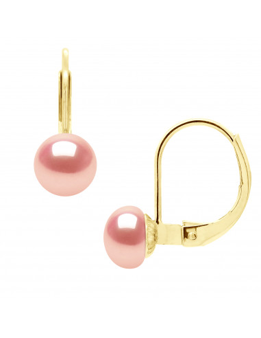 Pendientes de manga de oro y perlas de cultivo de 6 mm - 3 colores - Anouck
