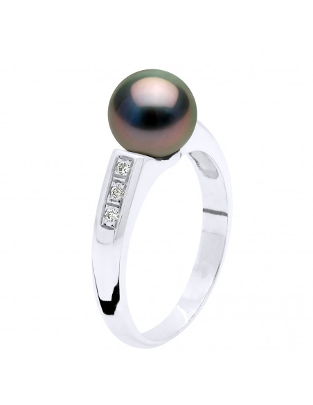 Bague Joaillerie en Or, Diamants et Perle de Tahiti - KEVANOA